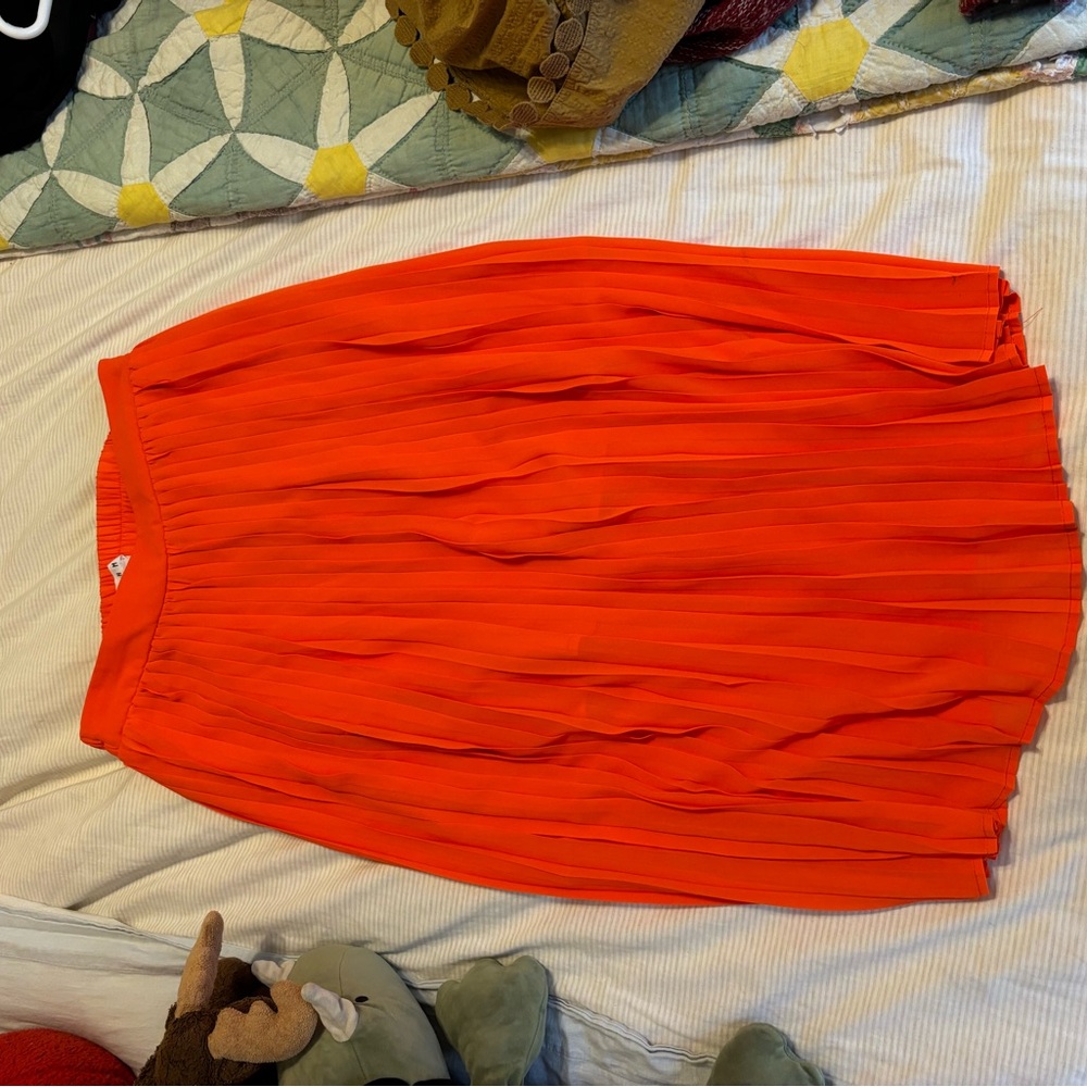 Pleated Orange Women's Skirt